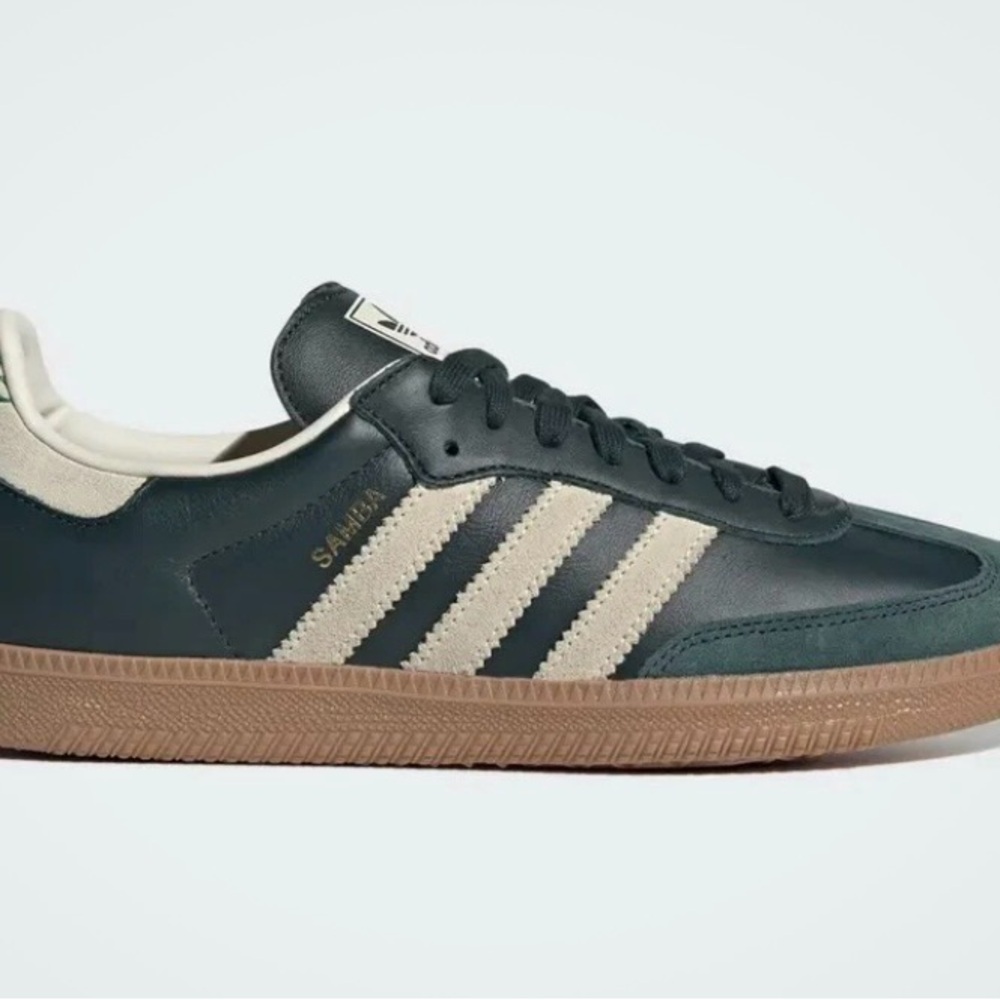 adidas Samba Forest Green Suede & Leather Sneaker with Cream Stripes, Mens 7 - Picture 3 of 3